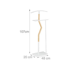 Relaxdays Servomuto, per Abiti & Pantaloni, Mix Metallo & Legno, Camera, Omino Attaccapanni 107x48x20cm, Bianco/Naturale