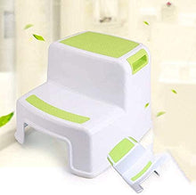 KAIXIN Sgabello a 2 gradini per Bambini - Sgabello per Bambini con Impugnatura Morbida Antiscivolo per Sicurezza Come WC da Bagno Sgabello per vasino e Sgabello per Cucina Verde