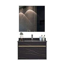 Set di Mobiletti Specchio e Lavabo Mobile da Bagno Mobile lavabo da Parete Combinato Combinazione Bagno Vanity Mirror Armadietto (Color : Black, Size : 50x60x48cm)