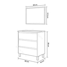 FMD Moebel GmbH Giunone S02 Set Mobile Bagno + Specchio, 80X45X86 H cm, Rovere Spazzolato, Melamina