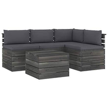 FAMIROSA Set Divani da Giardino su Pallet 5 pz con Cuscini Massello Pino-1827