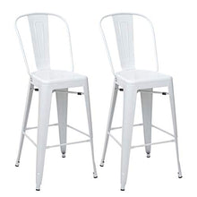 Set 2X sgabelli con Schienale bistrot Design Industriale HWC-A73 Metallo Verniciato Bianco