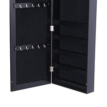homcom – Armadio Portagioielli da Parete con Specchio in Legno MDF, Nero,37x9.5x121cm