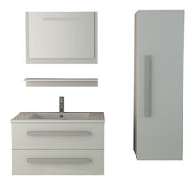 Set di mobili da bagno St. Moritz in bianco con specchio con illuminazione a LED, sensore touch soft-close, specchio e armadio Jet-Line
