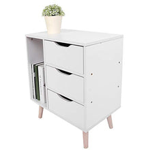 Comodino Changor, utilizzabile come comodino compatto con design a scomparsa, tavolino in truciolato (bianco)