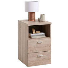 FMD Moebel 652 - 001 Colima 1 comodino con 2 cassetti legno marrone 35,0 x 40,0 x 61,5 cm, quercia