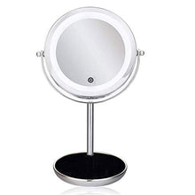 AJH Specchio per Trucco a LED Portatile, Illuminato con Specchio cosmetico a LED Leggero, Specchio ingranditore 5X Specchi per Barba bilaterali