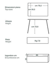 Castelmerlino 46 Tavolo Pieghevole Camper Larice cm 80 x 60 con Borsa Nylon