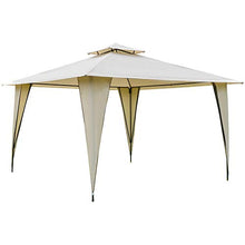 Gazebo da Giardino 3,5x3,5x2,7m in Metallo Doppio Tettuccio Beige