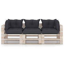 vidaXL Divano da Giardino Pallet 3 Posti con Cuscini in Legno di Pino