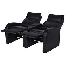 Festnight- Moderno Divano/Poltrona da Cinema Reclinabile a 2 posti con LED Pelle Artificiale Nera