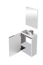 13Casa Minerva B01 Set Mobile Bagno, Lavabo, Specchio, 40 x 22 x 58 H Cm, Bianco, Melamina
