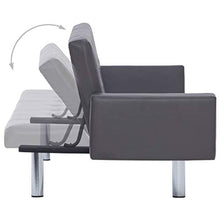mewmewcat Divano Letto con Braccioli Grigio in Similpelle,Divano Letto 3 Posti,Divano Letto in Ecopelle Grigio Moderno