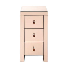 GUHUIHE Comodino con cassetto, Comodino Comodino in Vetro specchiato Moderno e Moderno 3 cassetti 30 x 30 x 60 cm Rosa per Camera da Letto