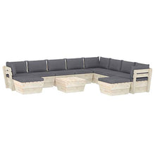 SKM Set Divani da Giardino su Pallet 11 pz con Cuscini Legno Abete (204.7kg) Antracite