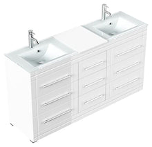 Mobile bagno a terra Vitro Modern con lavabos in vetro bianco lucido
