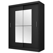 Selsey Vaniva - Armadio - 2 ante scorrevoli - nero - 150 cm - con specchio