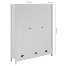 FAMIROSA Armadio a 3 Ante Hill Range Bianco 127x50x170 cm Legno di Pino Bianco