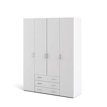 Armadio 4 ante e 3 cassetti bianco, 154X49,5X200,4H