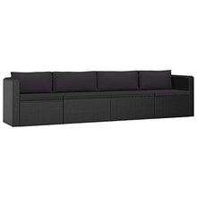 vidaXL Set Divani da Giardino 4 pz con Cuscini Elegante Sofa e Tavolino Ripiano Vetro Arredi per Esterni in Polyrattan Nero Telaio in Acciaio