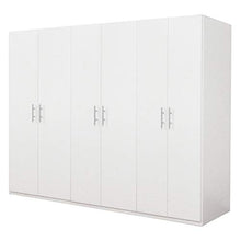 Dmora Armadio a 6 Ante battenti, Bianco Opaco,con Tubo Appendiabiti cm 207x 53 x h202