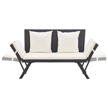 Tidyard Panchina da Giardino con Cuscini 176 cm Nera in Polyrattan, Panchina da Giardino, Panchina da Esterno