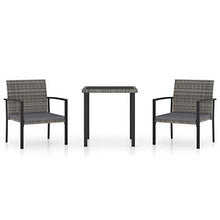 SKM Set da Pranzo da Giardino 3 pz in Polyrattan Grigio (22.5kg)