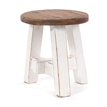 DESIGN DELIGHTS - Sgabello in Legno Massiccio Riciclato, 23 x 20 x 20 cm (A x L x P), Colore: 06 Bianco e naturale