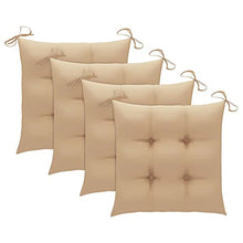 vidaXL Sedie da Giardino con Cuscini Beige 4 pz Massello di Teak