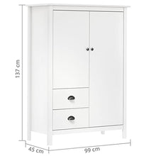 vidaXL Armadio a 2 Ante Hill Range Bianco 99x45x137cm in Legno di Pino
