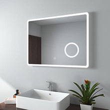 Emke, specchio da bagno a LED, con illuminazione, luce bianca calda