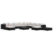 SKM Set Divani da Giardino 12 pz con Cuscini in Polyrattan Nero (105.1kg)