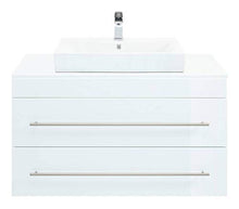 Mobile bagno QUADRO 1000 con lavabo appoggiato bianco lucido