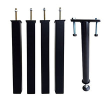 Set di 5 piedi per letto da 40 cm (con 1 piedistallo centrale: fissaggio senza fori) – Diametro Ø 40 mm – Nero – Quadrato