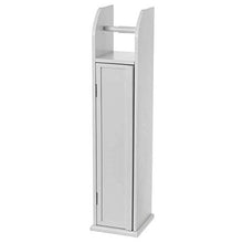 BAKAJI Mobiletto Portarotolo Bagno Armadietto con Porta Rotolo Carta Igienica e Mobile con Anta e 2 ripiani Dimensione 18 x 20 x 78 cm Design Moderno Bianco