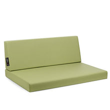 CUSCINI PER BANCALE IN LEGNO SET REFORMA LIME TESSUTO ECOPELLE IDROREPELLENTE SFODERABILE MIS.82 x 122 spessore cm.11 SCHIENALE 40 x 122 …
