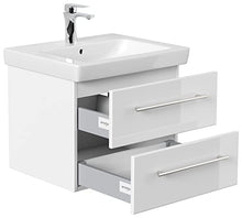 emotion Lavabo con mobiletto, Legno, Bianco Lucido, 60, 2 unità