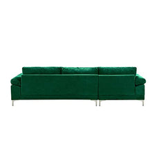 BHDesign Amanda - Divano angolare moderno a 5 posti, tessuto velluto, colore: Verde