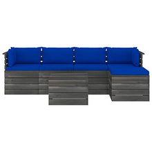 FAMIROSA Set Divani da Giardino su Pallet 6 pz con Cuscini Massello Pino-1873