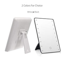 LFK - Specchio da trucco bianco con 16 LED illuminato da trucco, con lampada portatile touch screen, specchio cosmetico da tavolo