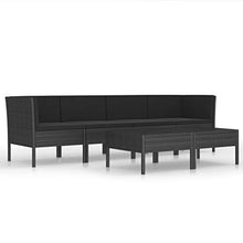 SKM Set Divani da Giardino 6 pz con Cuscini in Polyrattan Nero (39kg) Nero-6983