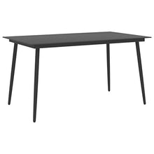FAMIROSA Tavolo da Giardino Nero 150x90x74 cm in Acciaio e Vetro