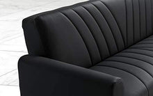 Divano 3 posti nero in similpelle - 220 x 88 x 83h cm, vano contenitore, trasformabile in letto una piazza e mezza - Arredi Casa