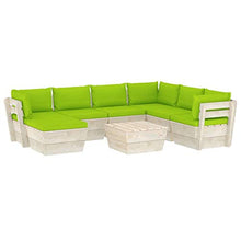 SKM Set Divani da Giardino su Pallet 8 pz con Cuscini Legno Abete (152.4kg) Verde-3647