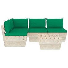 FAMIROSA Set Divani da Giardino su Pallet 5 pz con Cuscini Legno Abete-3485