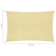 vidaXL Vela Parasole 160 g/m² Beige 2x2,5 m in HDPE