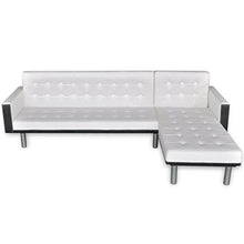 vidaXL Divano Letto a L Pelle Sintetica Bianco Divanetto Sofà Poltrona Moderna