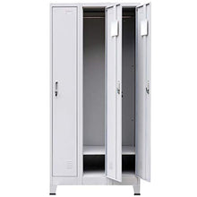 FAMIROSA Armadio con 3 Armadietti in Acciaio 90x45x180 cm Grigio