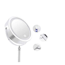 Specchio per Il Trucco, Specchio per Il Trucco Illuminato a LED, Specchio con ingrandimento 5X con Luce, Specchio cosmetico da appoggio, bifacciale, Corpo in Metallo Cromato Lucido