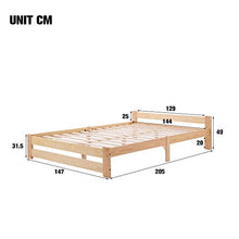 Letto in legno massiccio con testiera e rete a doghe, naturale (200 x 140 cm)